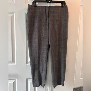 Akris Cashmere & Wool Gray Size 14 Plaid Houndstooth Dress Pants Straight Leg